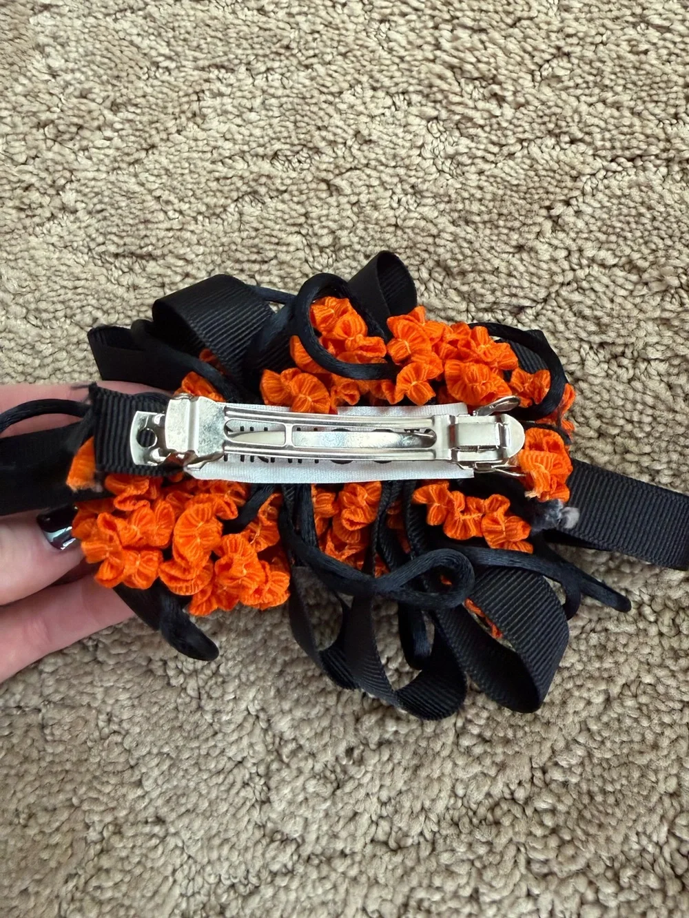 Kids Halloween Black and Orange Hair Bow